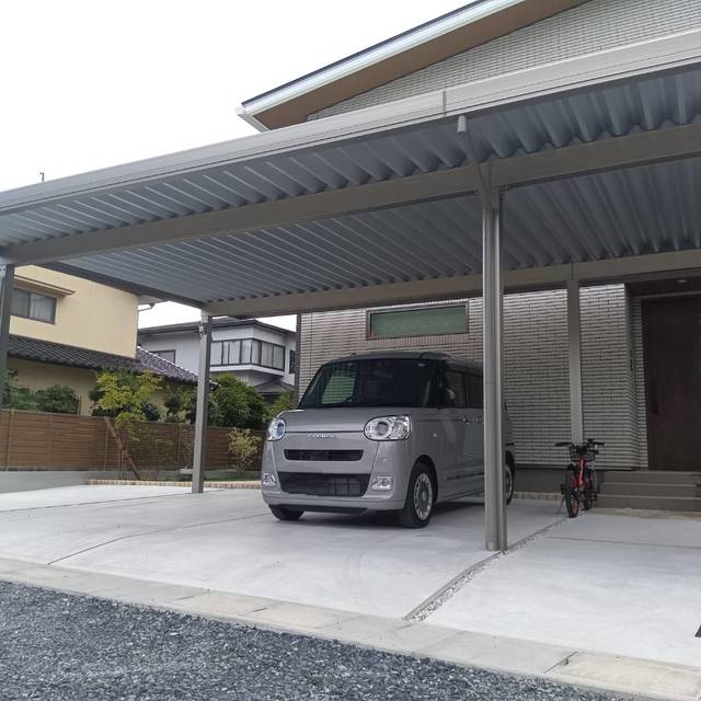 折板カーポート2台用+間口延長の画像