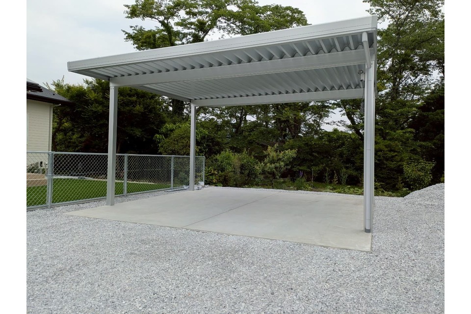 折板カーポート2台用・土間コンクリートの画像