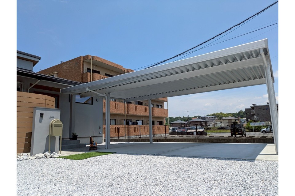 折板カーポート2台用・土間コンクリートの画像